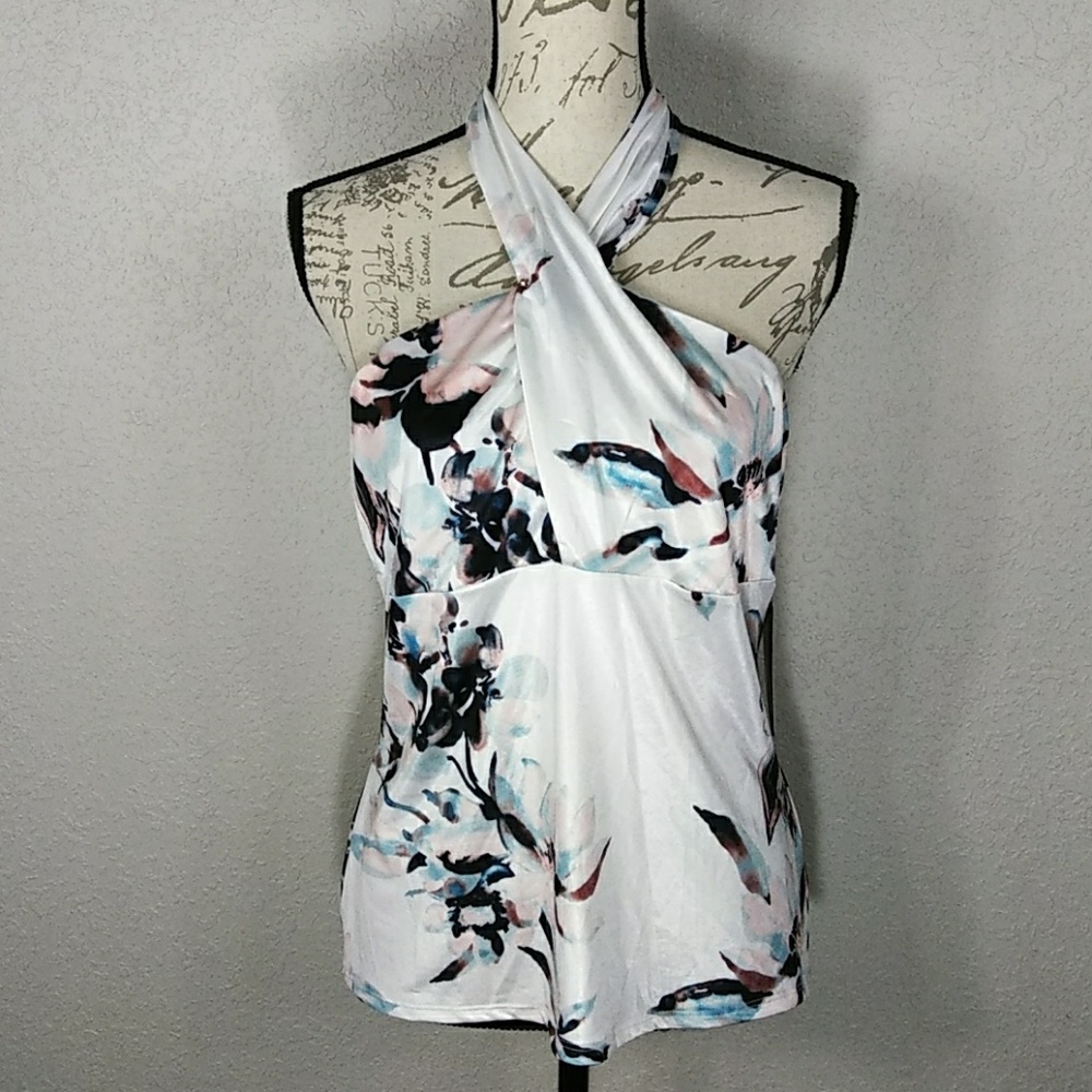 Guess Bird Song Scuffy Floral Halter Top